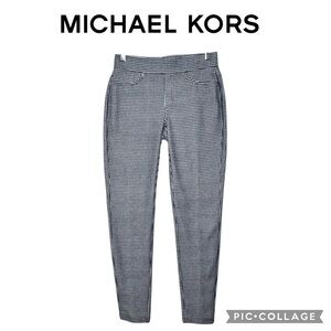 Michael Kors women black white gingham plaid pull on jeggings pants Size Small